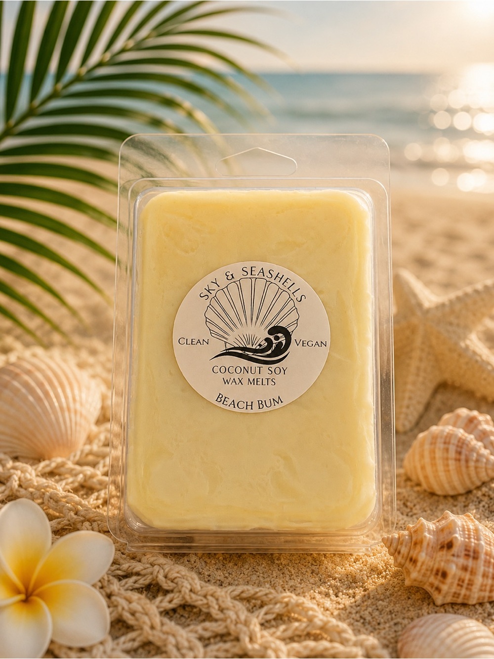 Hand Crafted “Beach Bum” Scented Coconut Soy Wax Melts (Seashell-Shaped)
